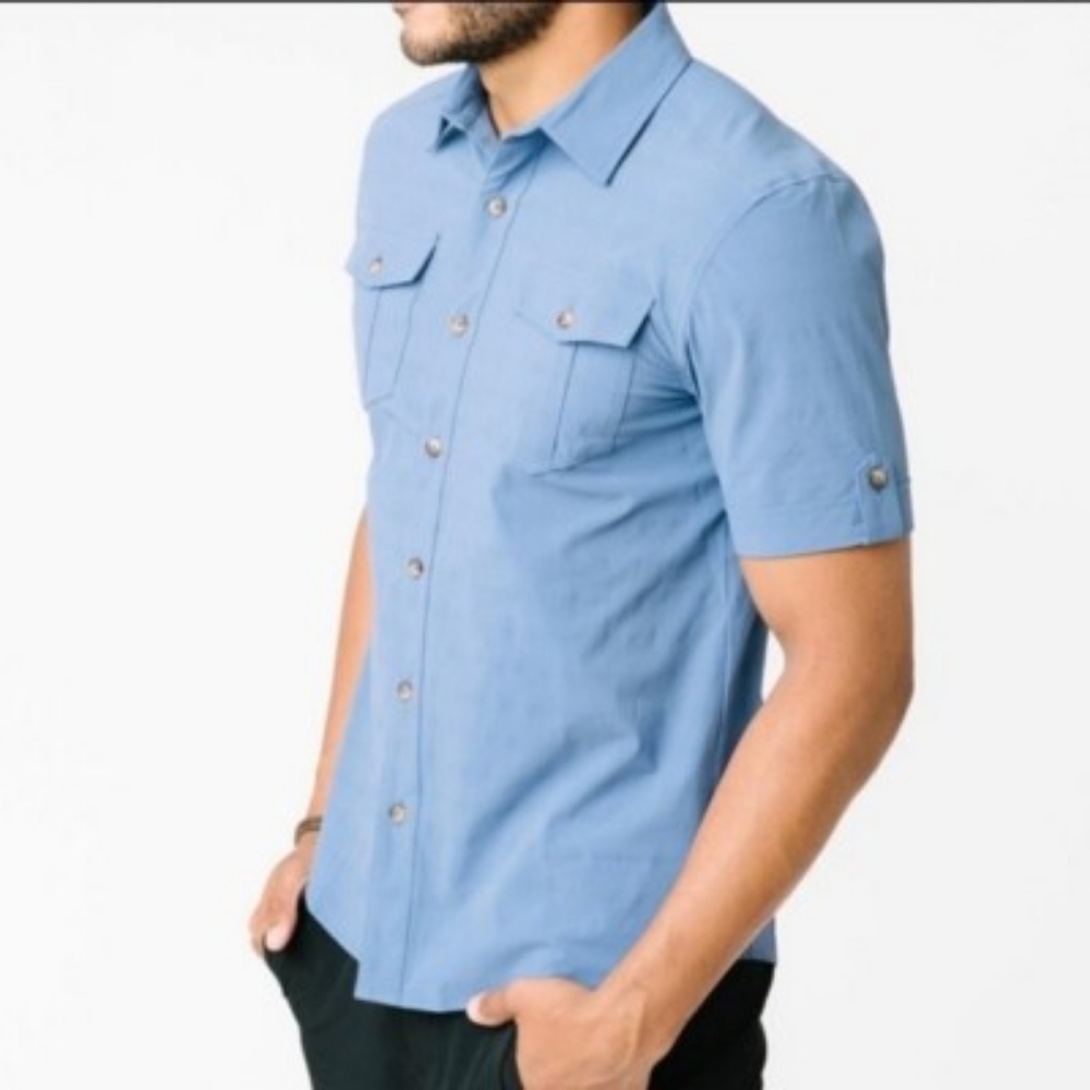 Ziya Active Mens Cordillera Hiking Shirt In Blue Size XL Fisherman Shirt